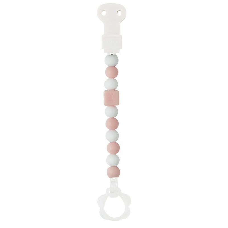  attache-sucette silicone rose clair blanc 